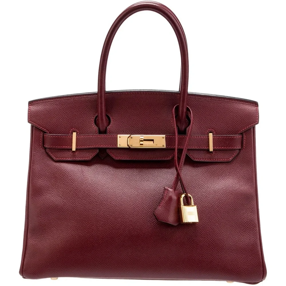 Authentic HERMES Birkin 35 courchevel leather Rouge burgundy - Picture 1 of 14